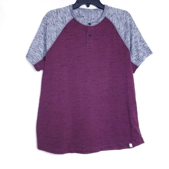 American Eagle Red & Gray Active Flex Short Sleeve Henley T-Shirt Men's Medium - Picture 7 of 7